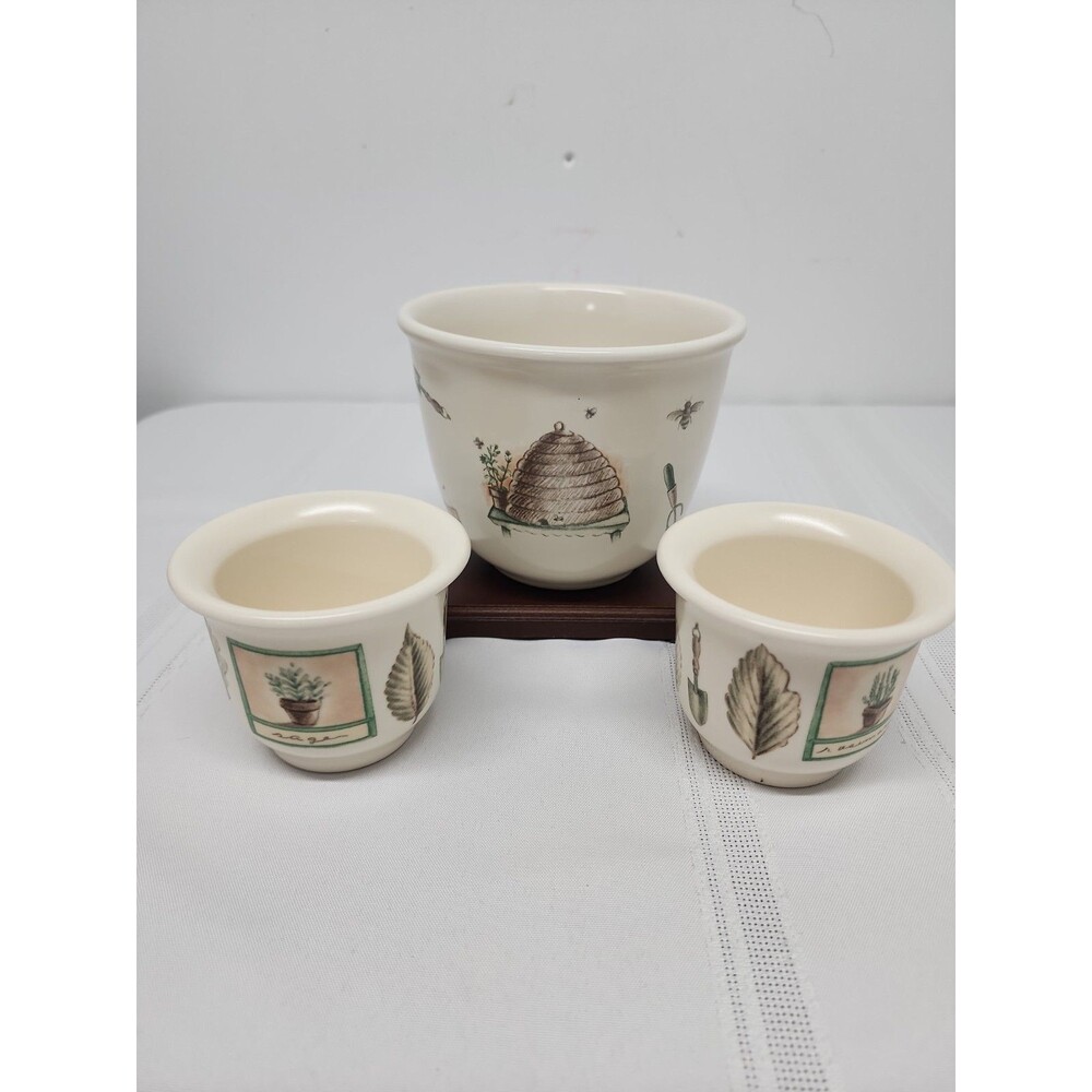 Pfaltzgraff Naturewood~Flower/Herb Pots Whimsical Cottagecore Beehive Retired